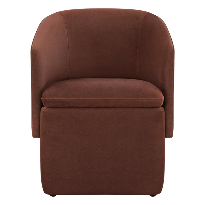 Chaise de salle à manger rembourrée avec roulettes Temara, Polyester brique