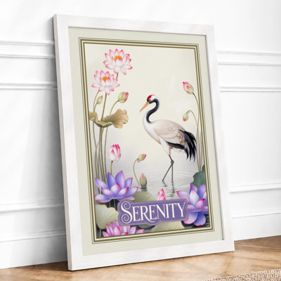 Crane in Serenity Japandi - Framed Print