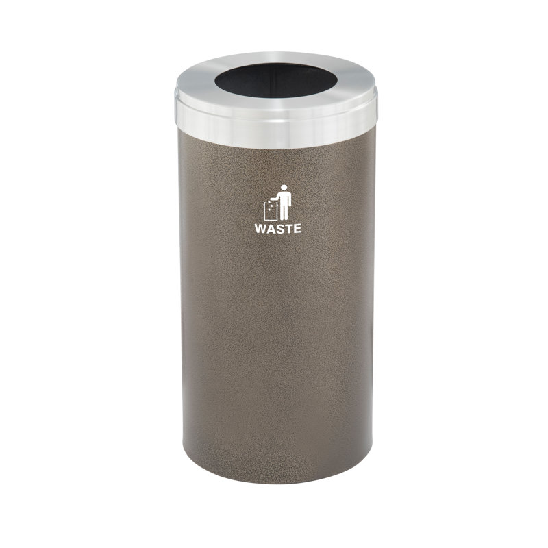 Poubelle, Filon bronze / aluminium satiné, 23, H 30 po x l 15 po x P 15 po