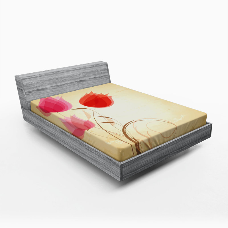 Microfiber Floral Fitted Sheet, Full Fitted Sheet