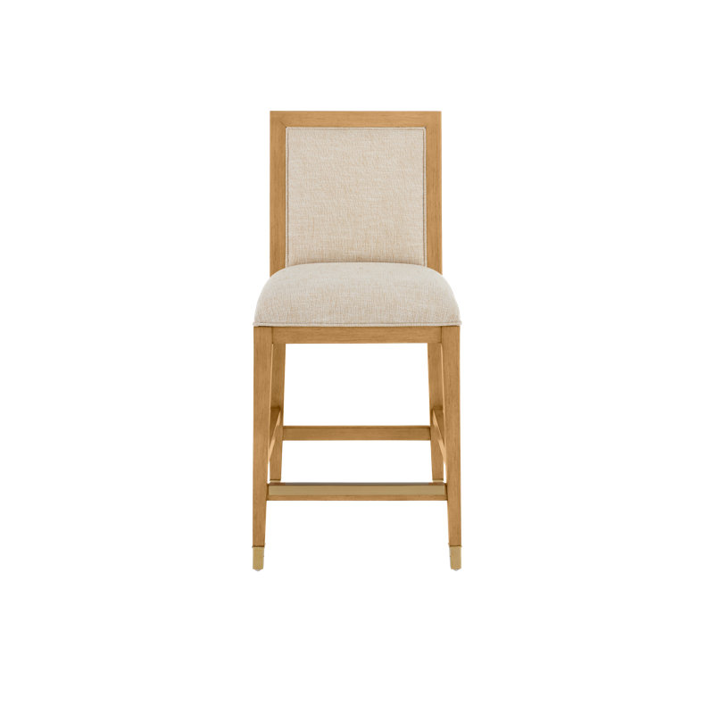 Santos Bar Stool, Barrett Dusk, Counter Stool (26" Seat Height), Beige/Sea Sand/Satin Brass