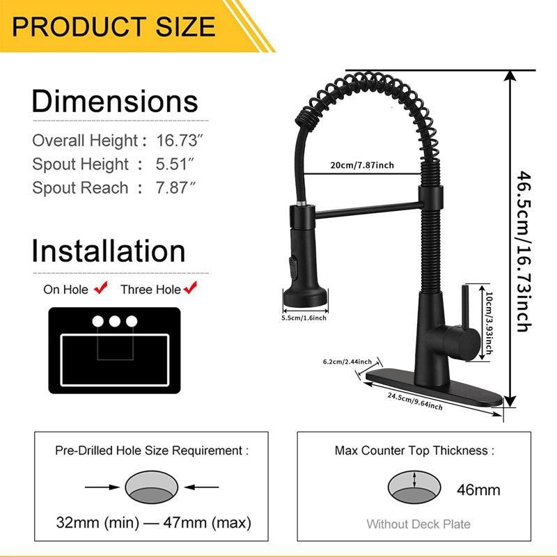 UFINE Pull Down Kitchen Faucet