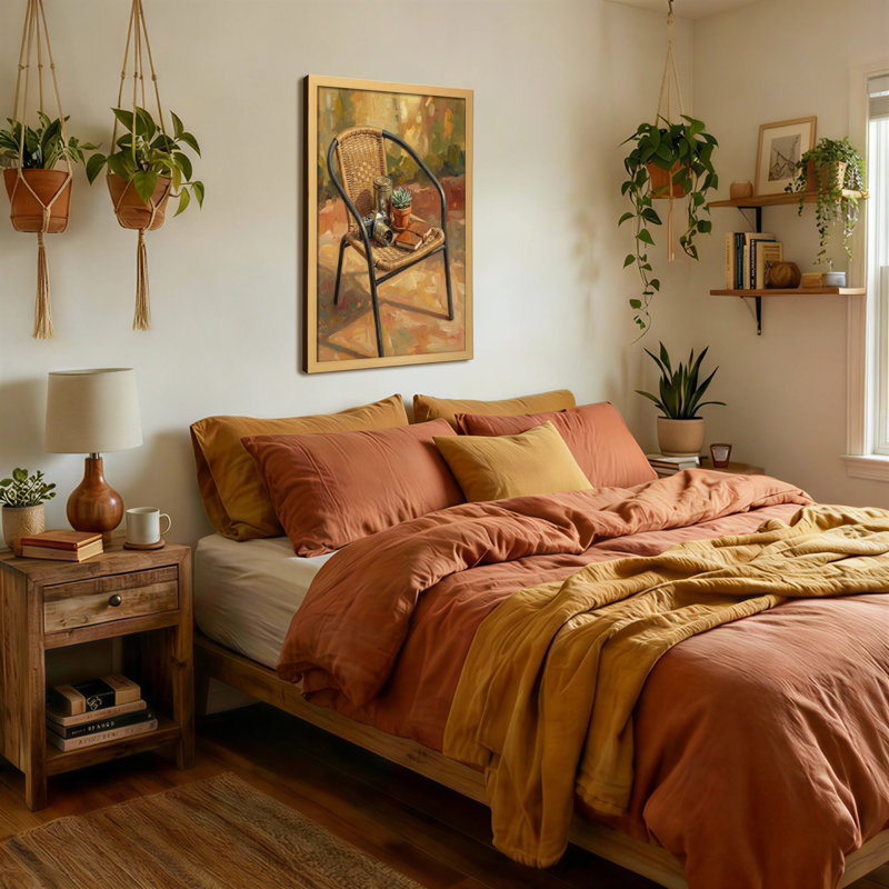 Chaise avec plantes et fleurs, H 30 po x l 20 po