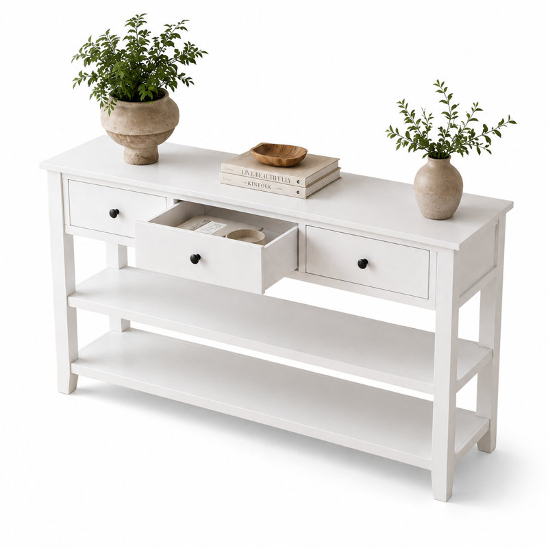 Console Cabras, Bois espresso, Antique White, H 30 po x l 50 po x P 16 po