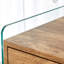 Table de chevet avec tiroirs doubles, plateau de table et verre trempé lisse, idéal pour ranger de petits objets avec des tiroirs, des côtés en verre, un assemblage facile à nettoyer, une maison idéale