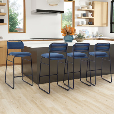18.9" Wide Soft Linen Upholstered Bar Stool With Non-Slip Feet