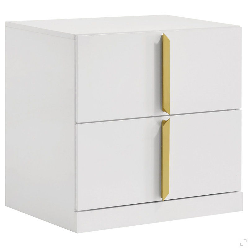 White High Gloss 2-drawer Nightstand