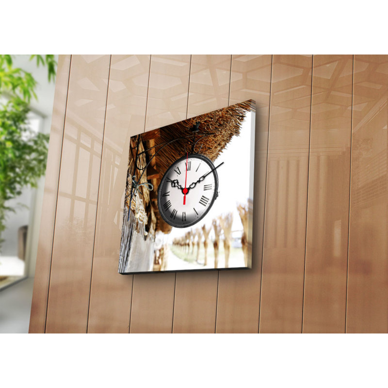 Elegant Decorative Canvas Wall Clock, 11 x 11 inches | 100% Suede Canvas, 100% Wooden Frame (Thickness: 1.2 inches) | Perfect for Home Decor, Living Room, Office, Timeless Style & Functionality