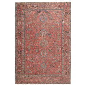 Machine Washable Brixey Oriental Red Area Rug