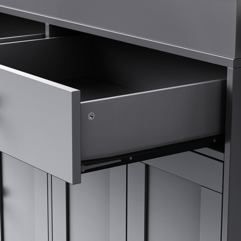 Grey Rolling Kitchen Island With Smooth Drawer Slide & Lockable Wheels Quiet Door Panel Extendable Function -, Gray