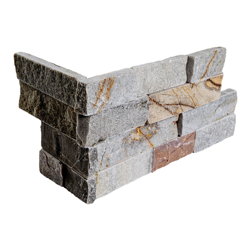 Carrelage mural en pierre naturelle à panneau divisé 6 po x 24 po Stonecrest, Tiburon argent