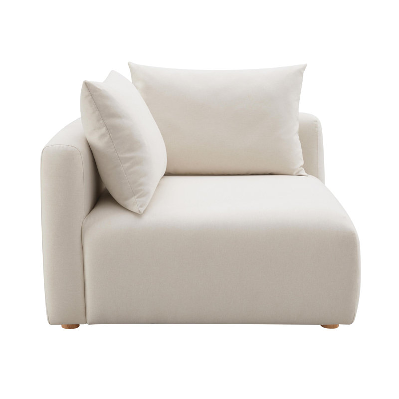 Cream Linen Modular Corner Armchair with Cushions