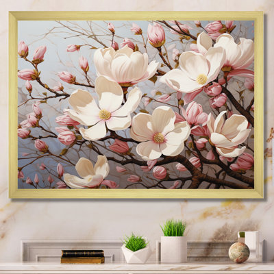 Blanc, rose, magnolia Magnolia Symphony I - art sur toile Magnolias