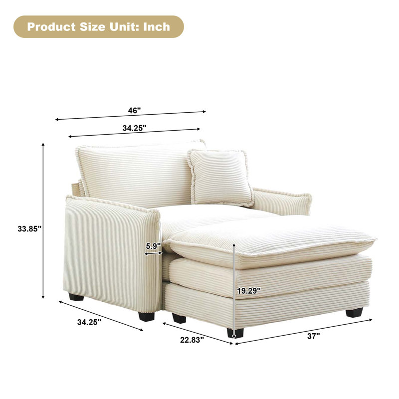 Chaise longue rembourrée Mauriana, Beige