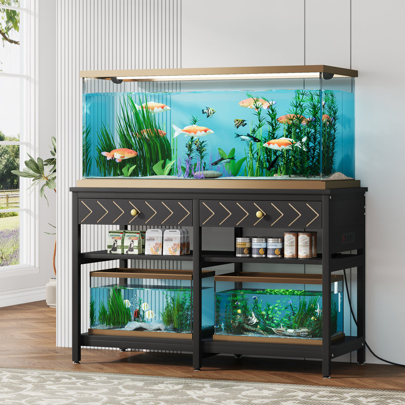 40-50 Gallon Aquarium Stand with Charging Station, Black