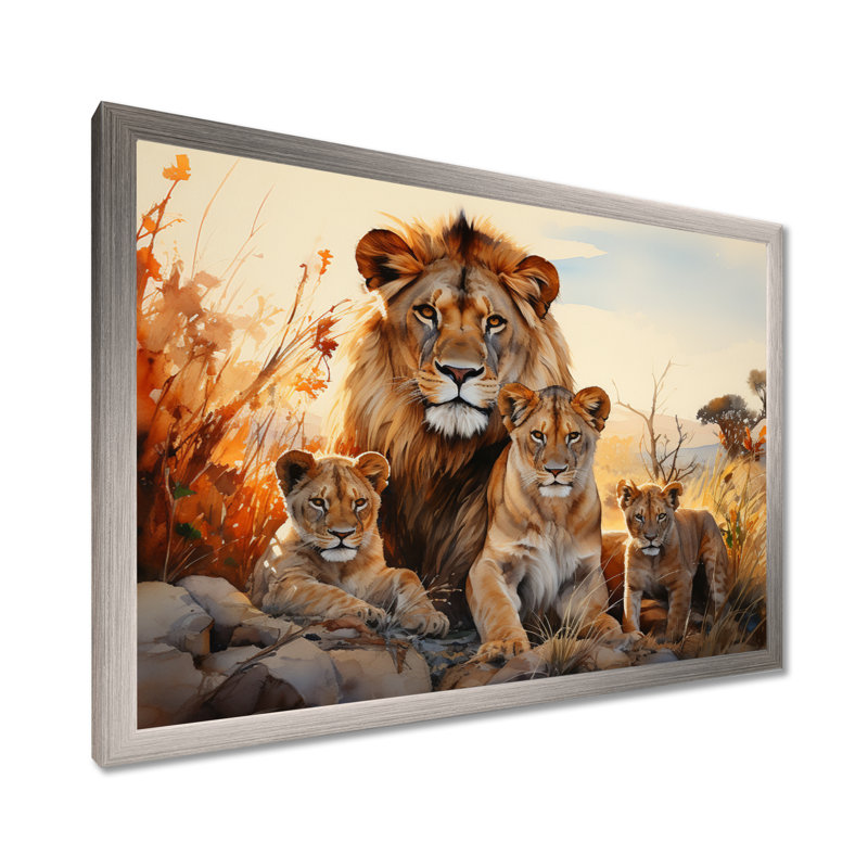«African Shades Of Loins» sur toile, H 24 po x l 32 po x P 1 po, Cadre simple argenté