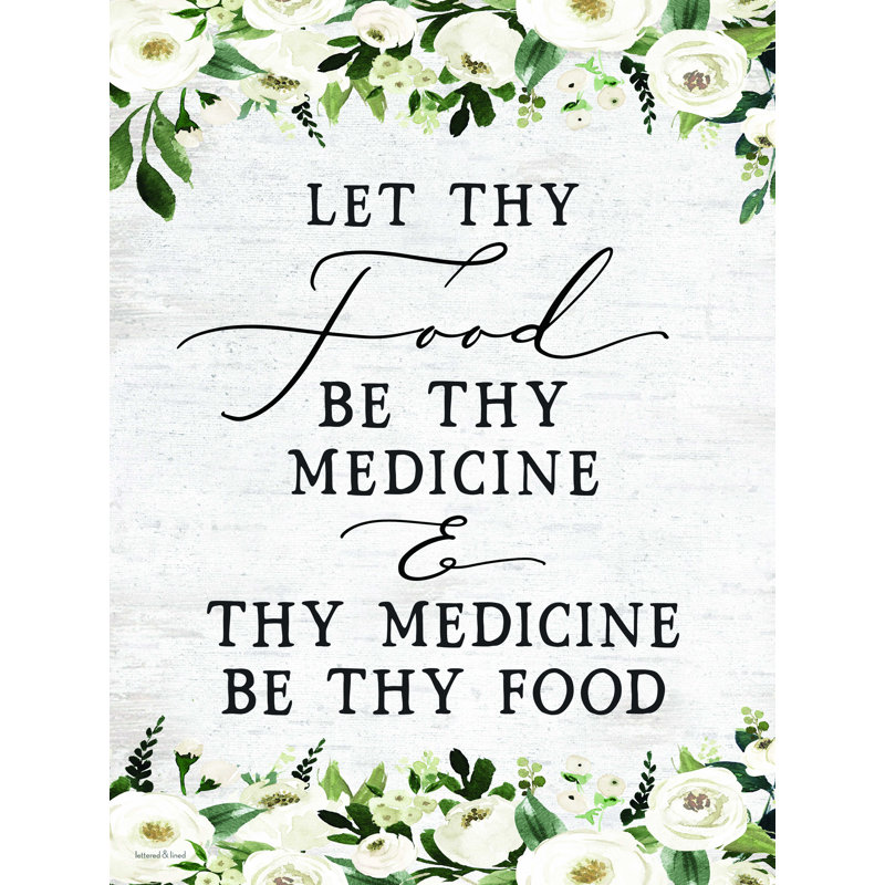 «Let Thy Food» par Thy Medecine par Lettered & Lined - reproduction sur toile tendue, L 24 po x H 32 po