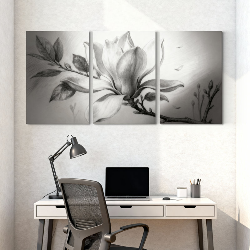 Ensemble de 3 impressions sur toile Magnolia, H 18 po x l 36 po