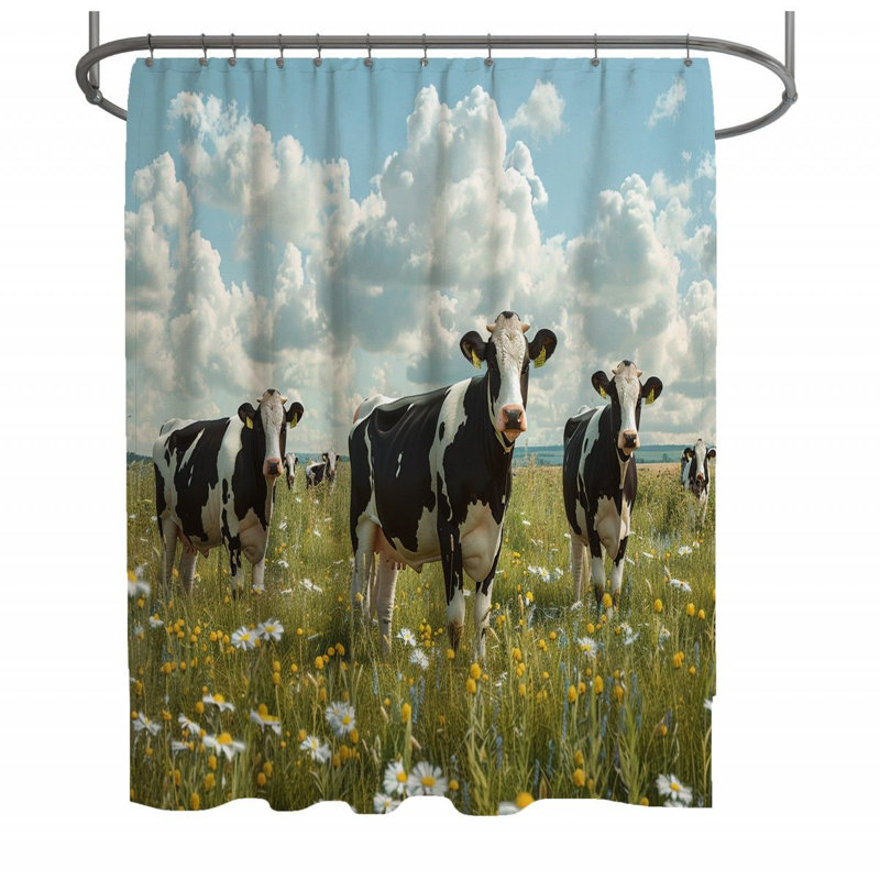 Rideau de douche 12134_Herd of cows - Animal de ferme décor de salle de bain, L 70 po x L 73 po
