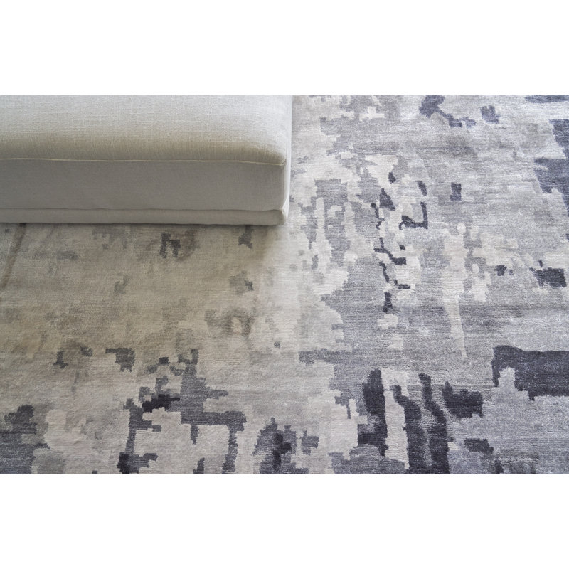 Bamboo Silk Abstract Area Rug, Rectangle 8' x 10'