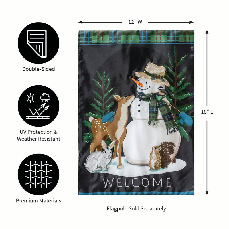 Drapeau de jardin Woodman Snowman and Friends