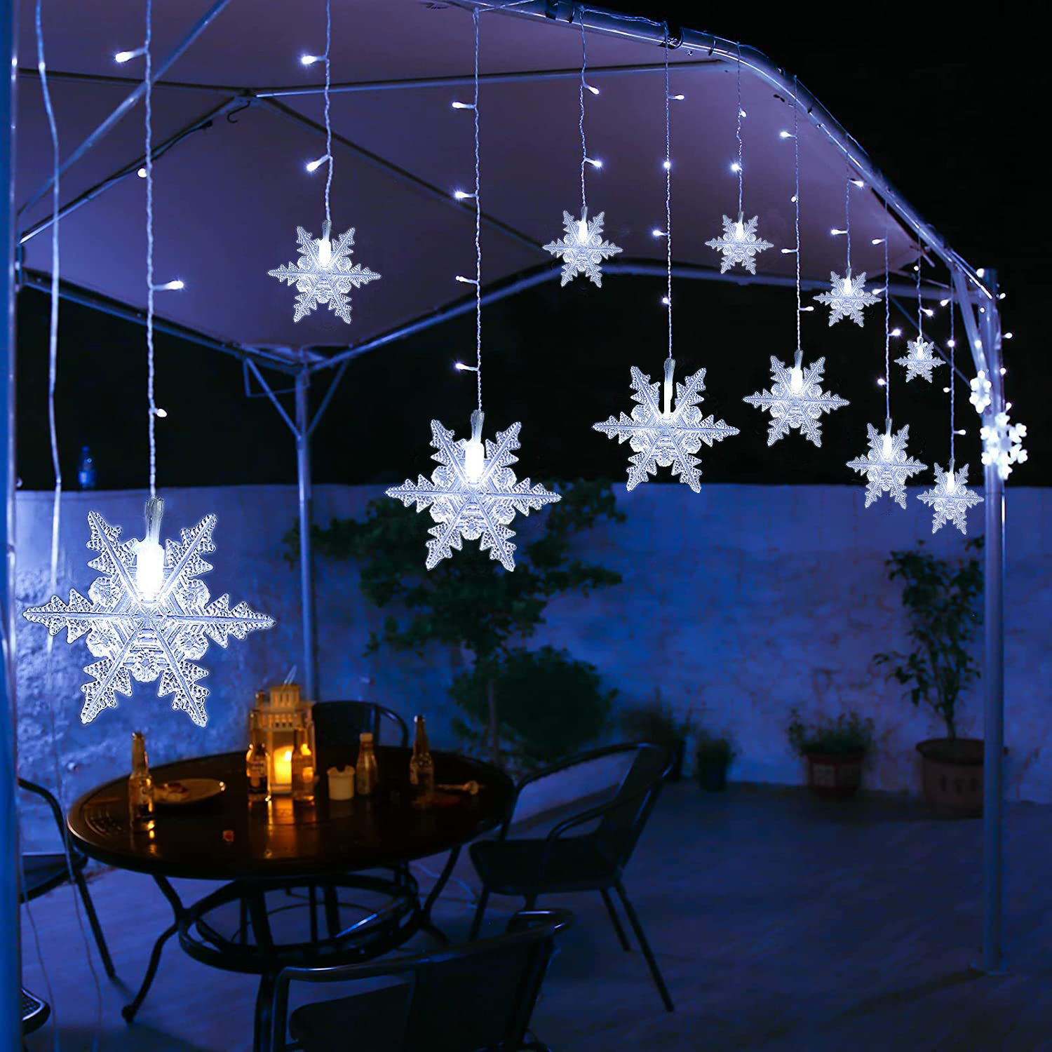 11.5' Snowflake LED String Lights, White