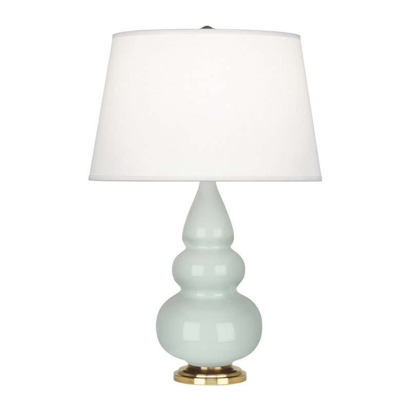 Ceramic Table Lamp, 24.375" H x 7.25" W x 7.25" D, Celadon Glazed Ceramic/Antique Natural Brass