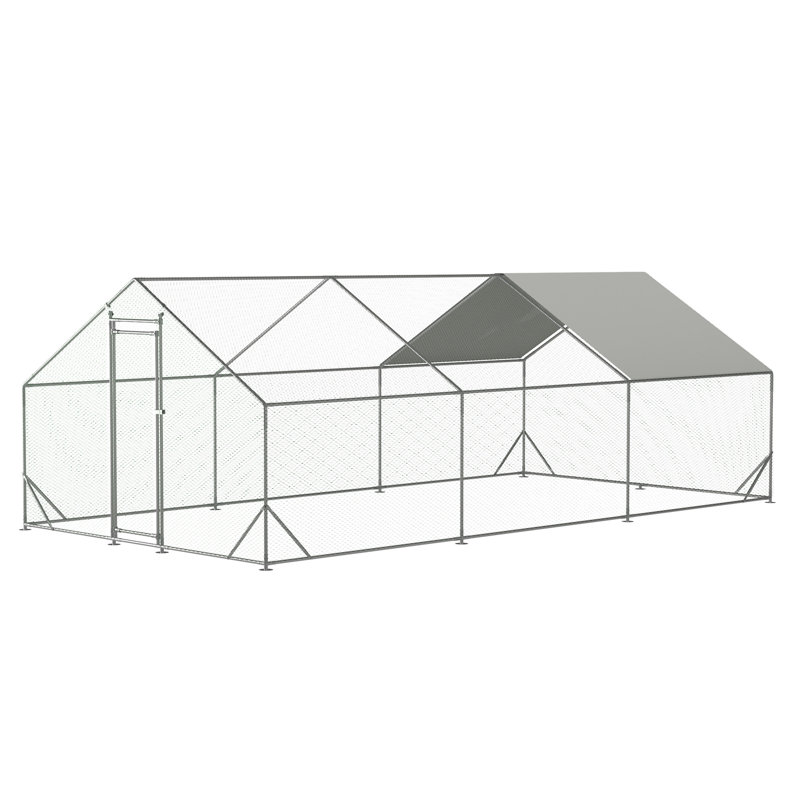 Grand poulailler en métal, 79 po H x 120 po L x 240 po P