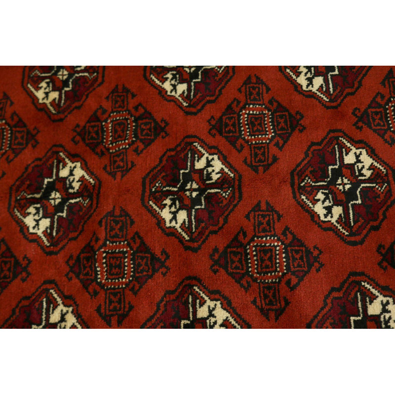 Tapis unique en laine noué à la main 4 pi 2 po x 6 pi 1 po rouge / noir New Age Pasty