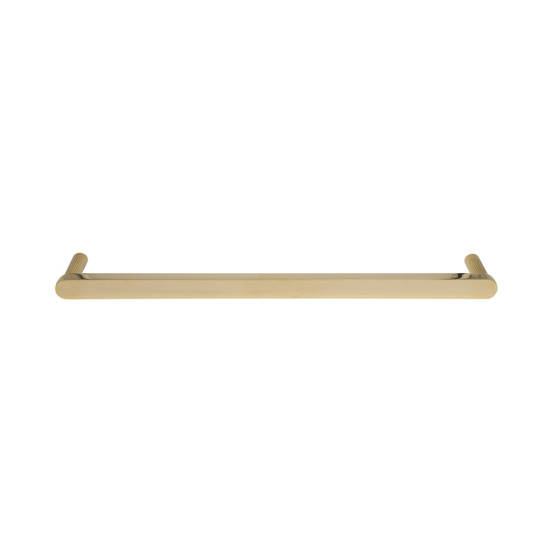 Poignée d'électroménager nervurée avec tiges cannelées, 18", Unlacquered Polished Brass