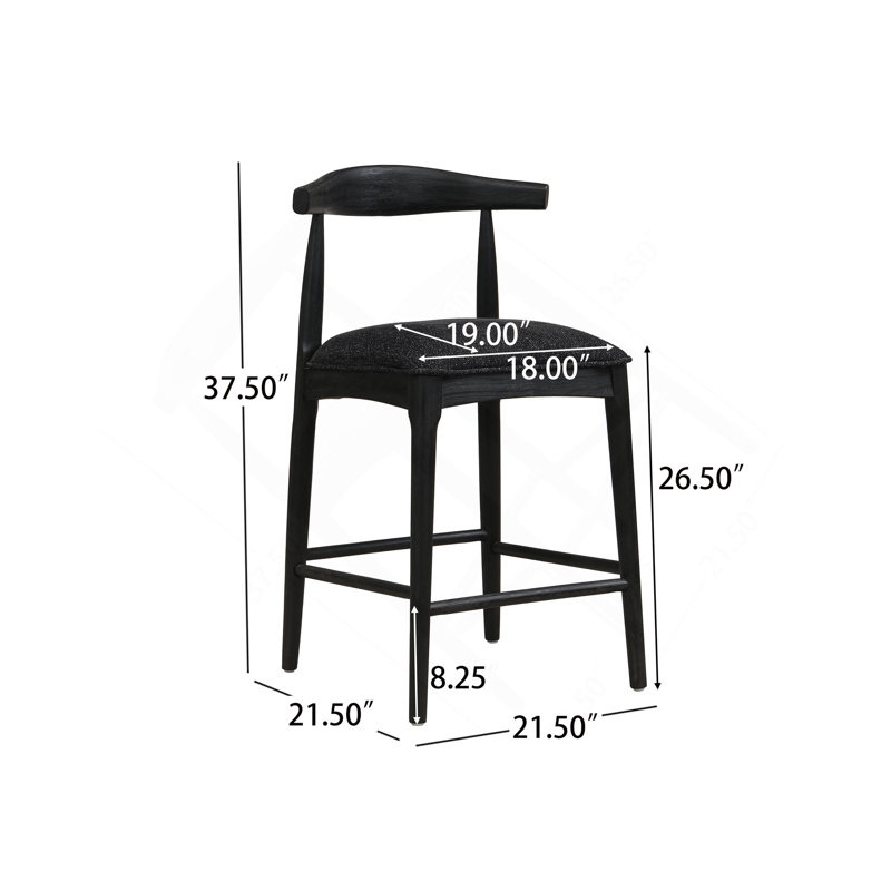 Tabouret en tissu (ensemble de 2), Noir, Noir