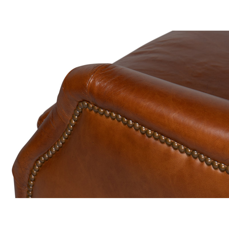 Baker Swivel Club Chair, Dark Brown Genuine Leather