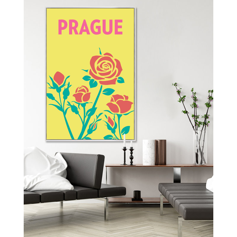 Prague Print, White Framed, 40" H x 26" W