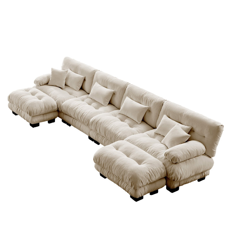 Canapé modulaire à combinaison libre, canapé en forme de U pour le salon, canapé confortable à 4 places avec 2 repose-pieds, chenille 