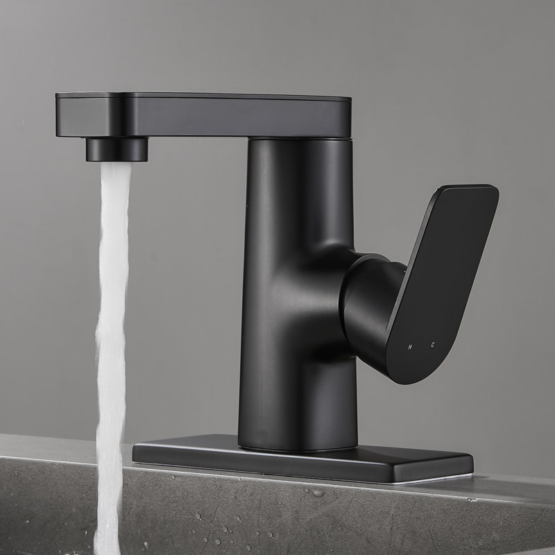 Single Hole Bathroom Faucet with Drain Assembly, Black