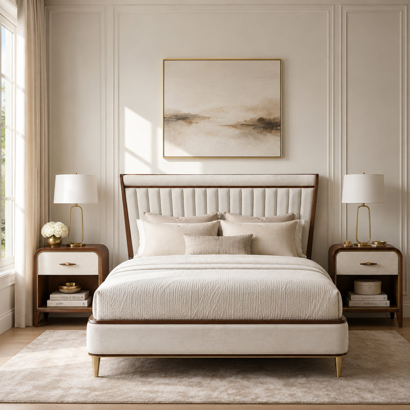 Houston Eastern King Channel Tufted Panel Bed - Walnut