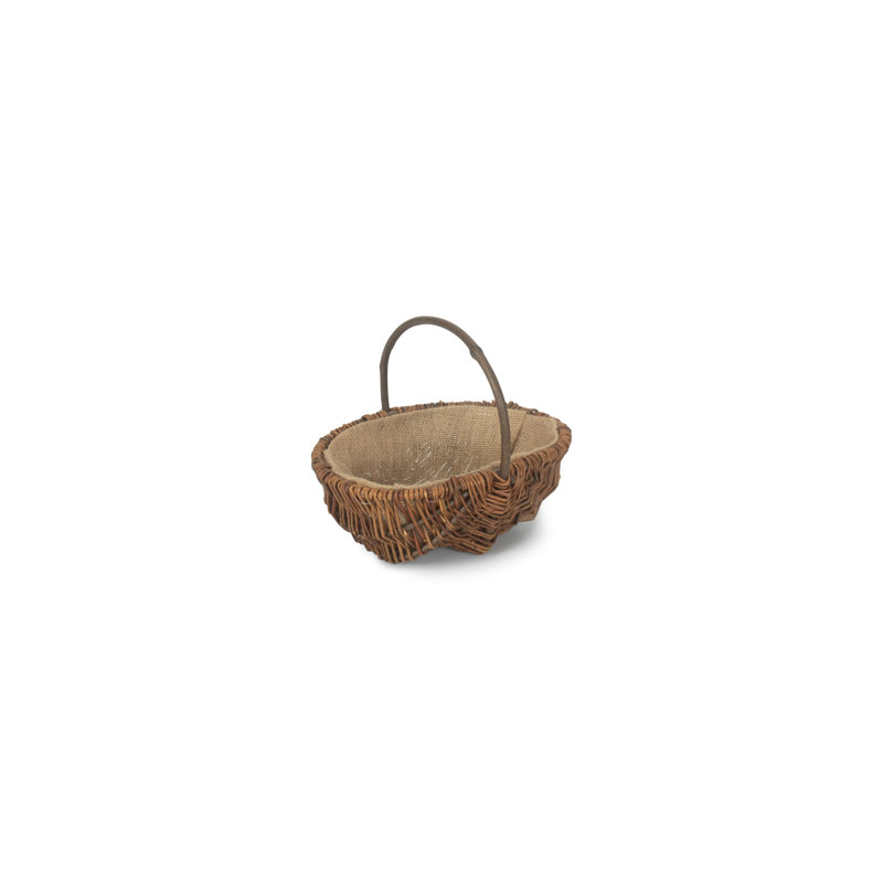 Wicker Willow Unpeeled Lined Garden Trug Basket, 23cm H x 29cm W x 20cm D