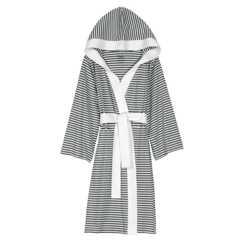 Robe courte en coton biologique à rayures Seaside Serenity, Grand / très grand, Argent / blanc