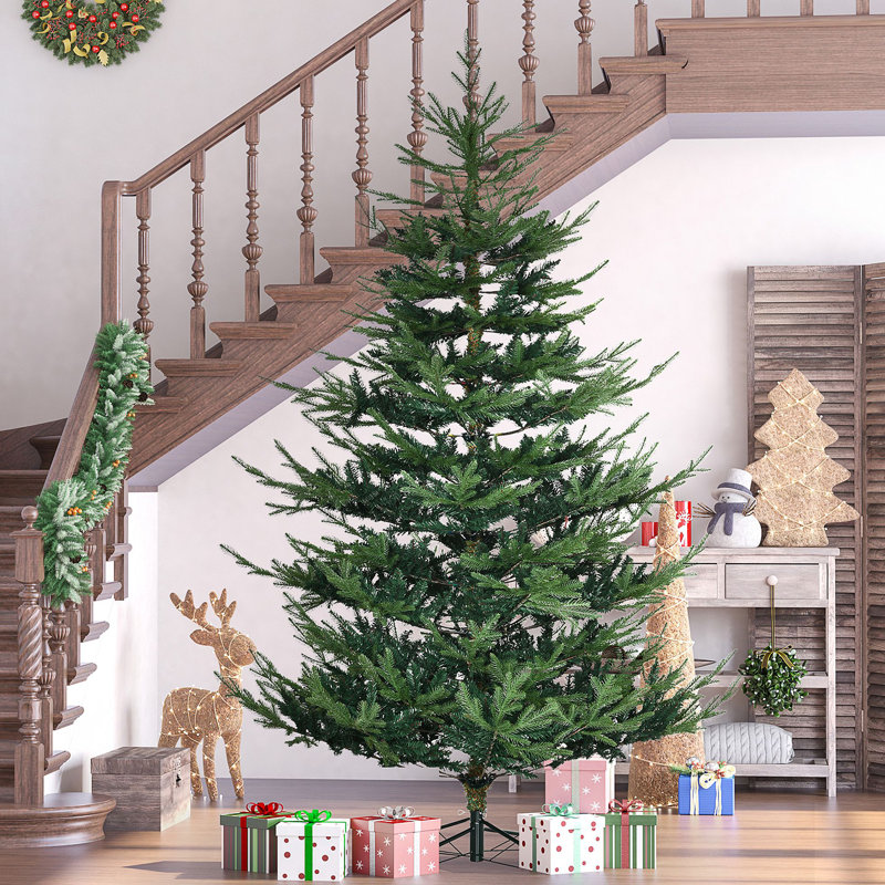 Arbre de Noël artificiel 7,5 pi, arbre de Noël articulé en pin avec 1218 branches réalistes, base en acier, ouverture automatique