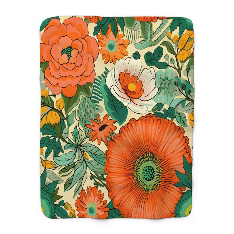 Couverture fleurs Pop Art, Lit simple