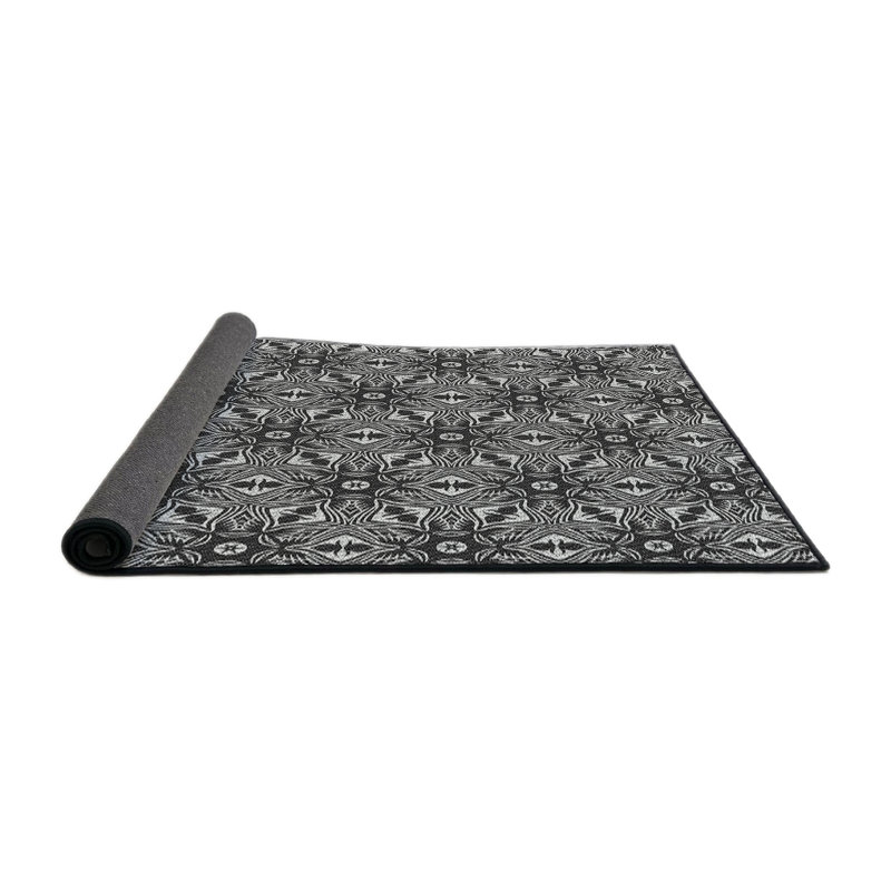Tapis noir/beige à motifs, Rond 3 pi