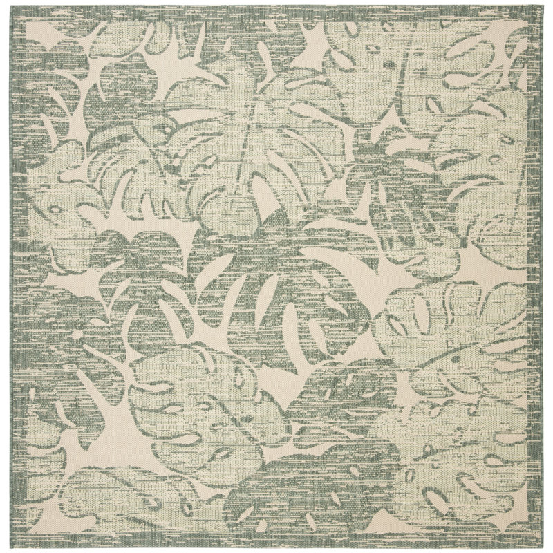 Lueck Performance Floral Indoor/Outdoor Area Rug, Square 6'7"