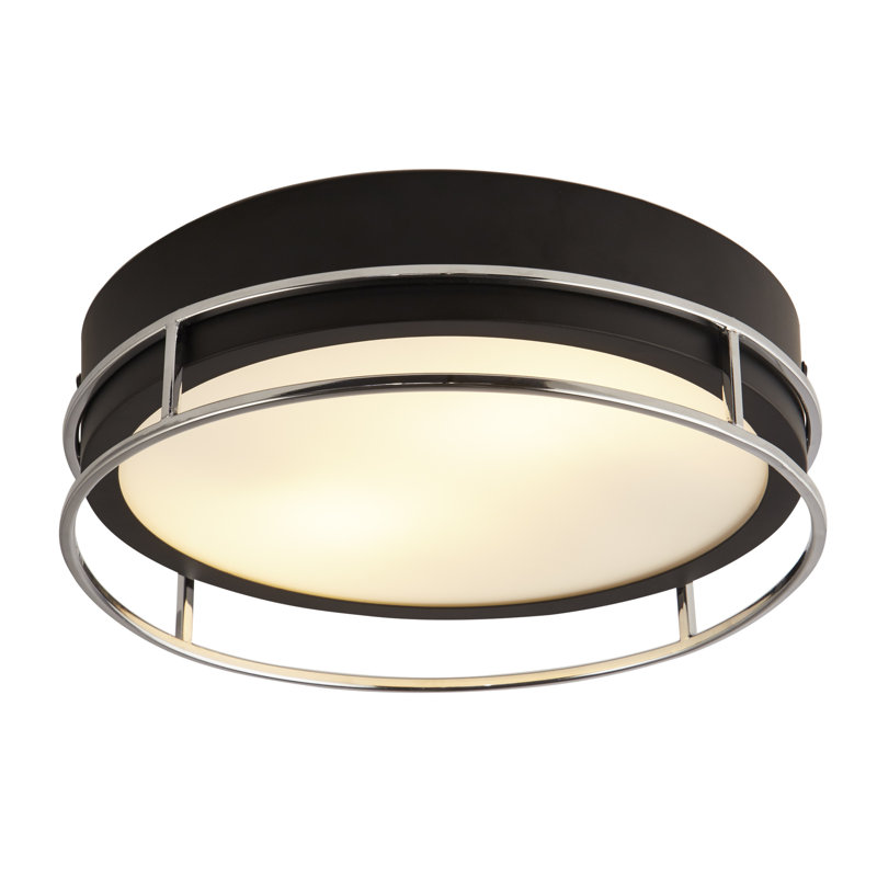 Averie Glass Flush Mount, Black/Chrome