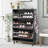 Slim Shoe Rack With Flip Drawers, Hanging Hooks, Adjustable Panels, And Slits Design For Entryway Organization And Shoe Storage