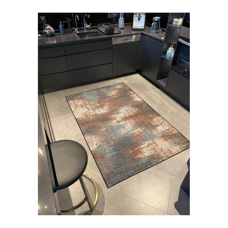 Tapis tissé à motif de losanges lavable à la machine, Rectangle 3 pi 3 po x 4 pi 11 po