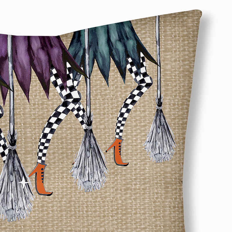 299_Esmerelda Coussin de sol touffeté à motif d'Halloween, Taupe, 26 po x 26 po