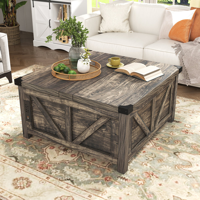 Table basse Vardell, H 18,5 po x l 35,6 po x P 35,6 po, Gris chêne foncé