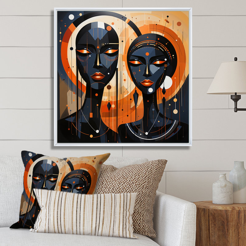 «African Soulful I» sur toile, Cadre flottant blanc, 24" H x 24" W