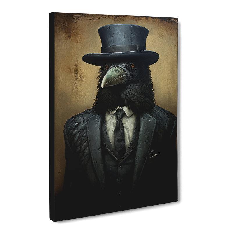 Crow In A Suit Painting - No Frame Print, 50cm H x 35cm W x 3cm D