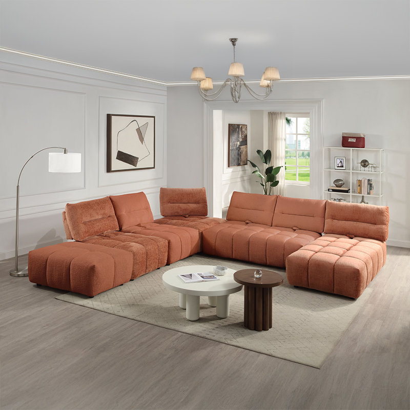 Repose-pieds rembourré Novarayne, Coral Red